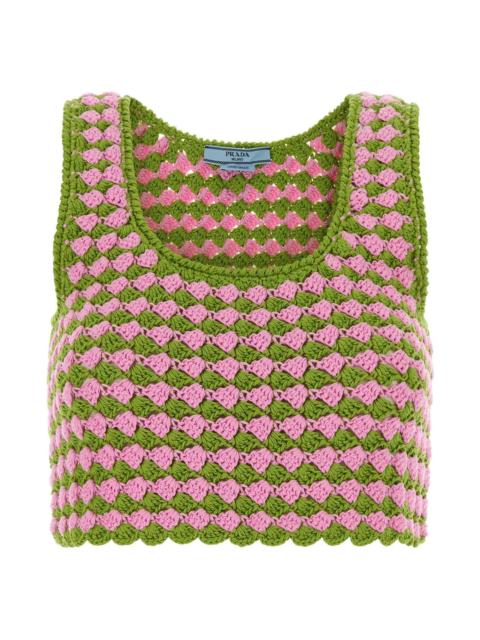 Tow-tone Crochet Crop Top
