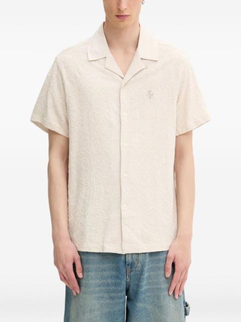 floral-embroidered short-sleeves shirt