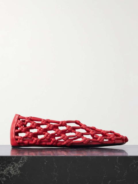 Cutout knotted leather ballet flats Red