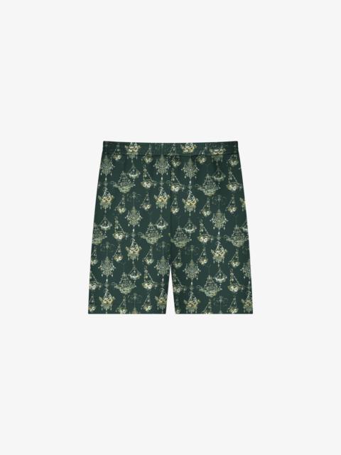 PRINTED CHANDELIER TAILORED SHORTS IN SILK