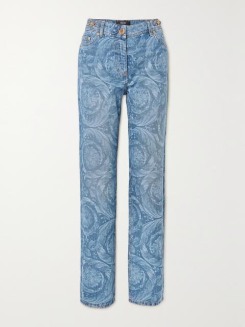 Printed High-rise Straight-leg Jeans