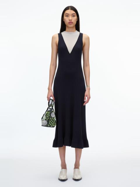 Fluid Rib Mockneck Midi Knit Dress