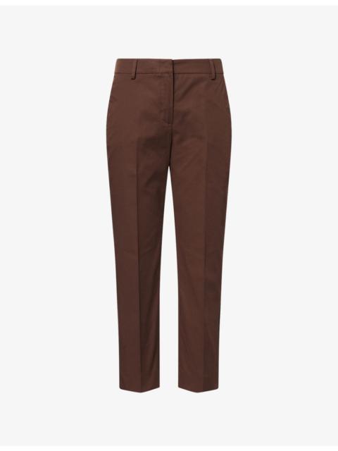 Cropped Cigarette Slim-Fit Cotton Trousers