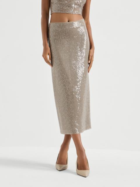 Dazzling cascade embroidery skirt in crispy silk