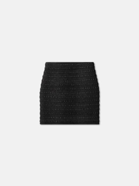 Smocked Okobor™ Alt-Leather Mini Skirt