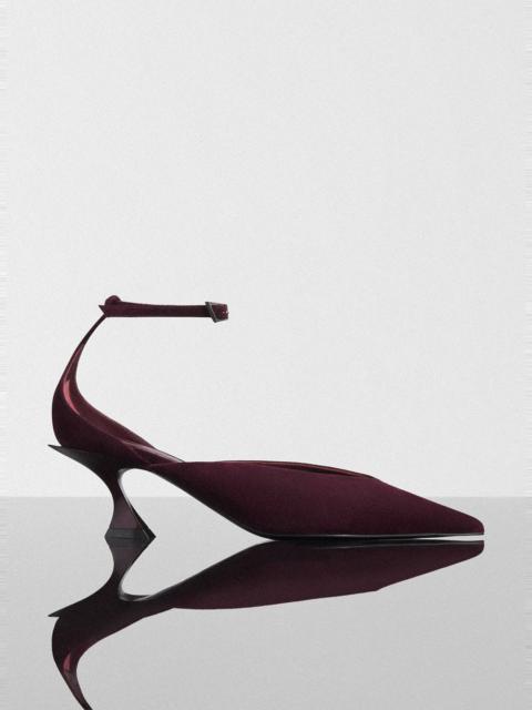 burgundy leather strappy fang 55 mules