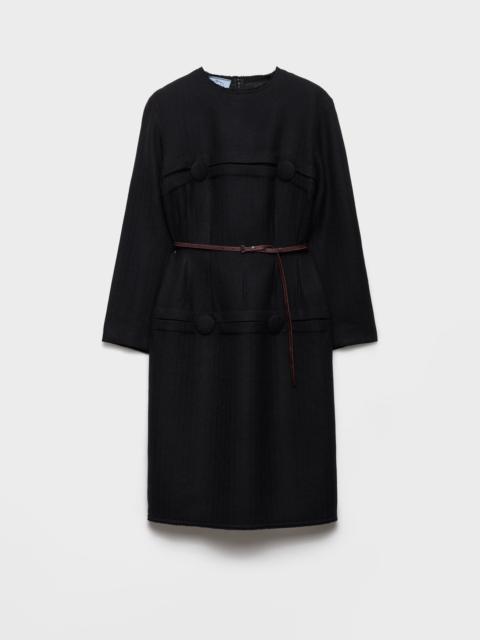 Chevron wool dress with belt