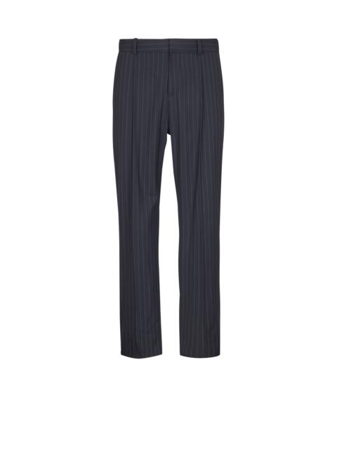 Straight-leg trousers in pinstripe wool