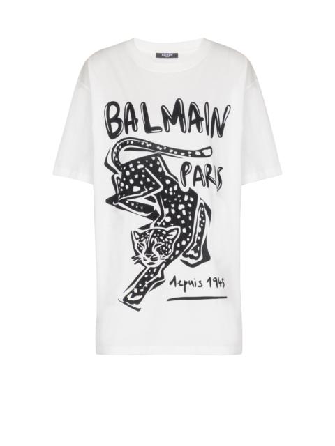 Short-sleeved T-shirt with leopard print