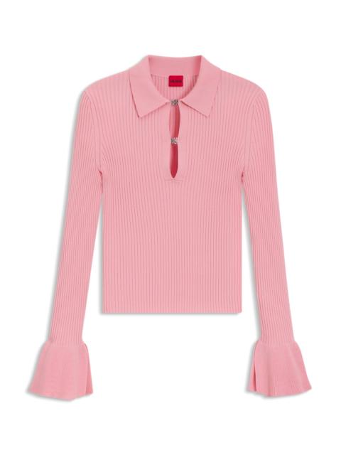 KNIT POLO WITH STACKED-LOGO PLACKET CLOSURES