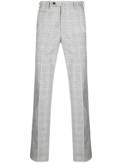 grid-pattern straight-leg trousers