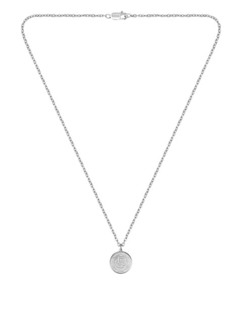 SILVER-TONE NECKLACE WITH DOUBLE B MONOGRAM MEDALLION
