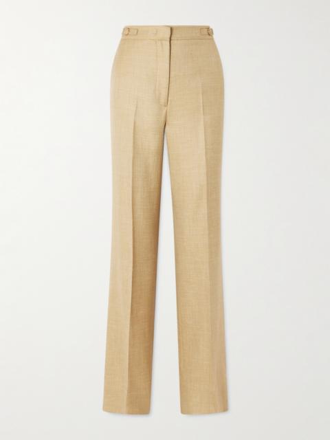 Vesta Wool, Silk And Linen-blend Flared Pants