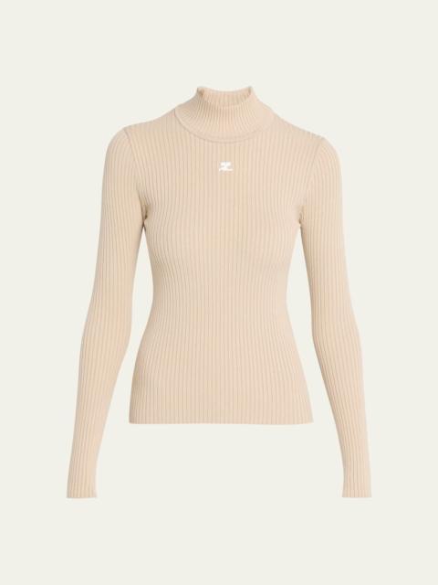 Turtleneck Long-Sleeve Rib Sweater