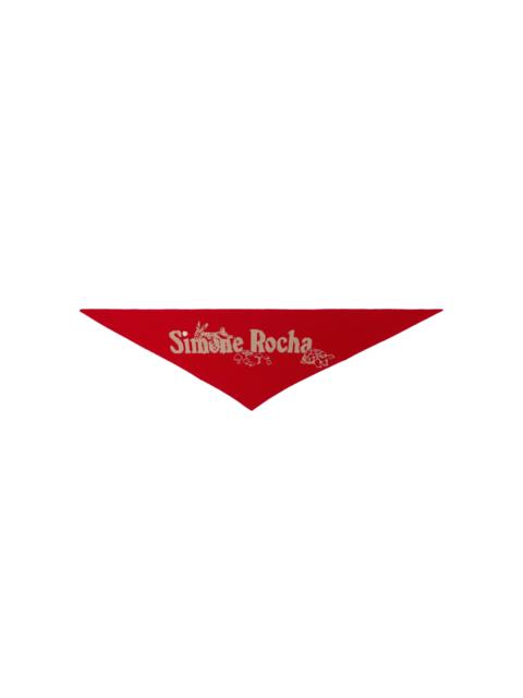 GRAPHIC LOGO KNIT NECKERCHIEF WITH EMBROIDERY – RED/OAT/PEARL