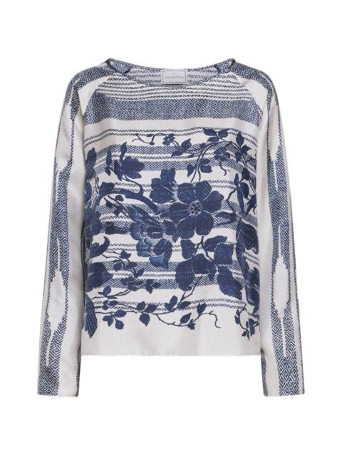 Aloe floral-print longsleeve blouse