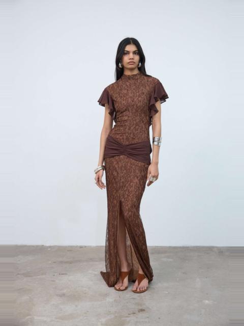 NOOR MAXI DRESS IN BROWN LACE