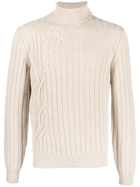 cable-knit roll-neck jumper