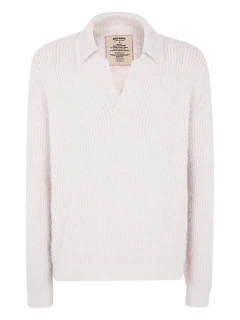 Polo-neck ribbed sweater