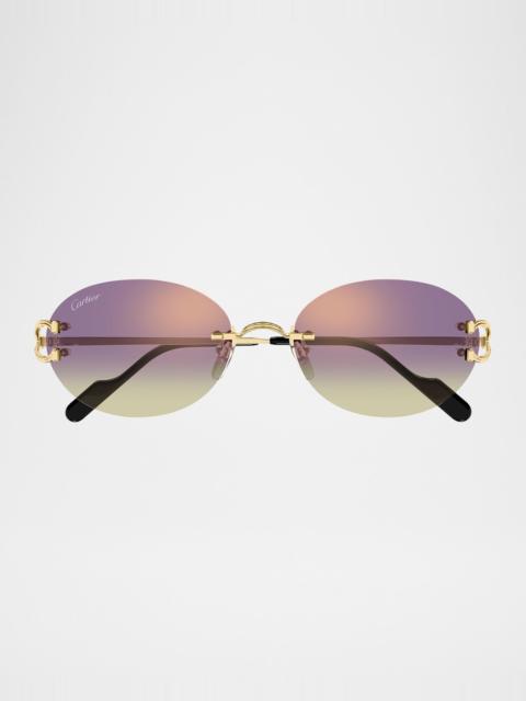 Classic C Motif Rimless Round Metal Sunglasses