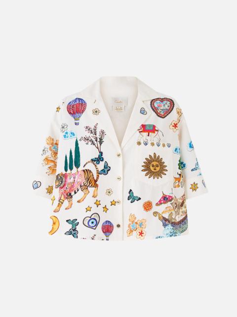 CROPPED CAMP COLLAR BLOUSE