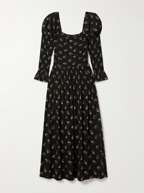 Wilmina Shirred Floral-print Cotton-blend Maxi Dress
