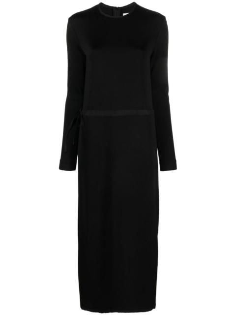 crew-neck long-sleeve midi dress