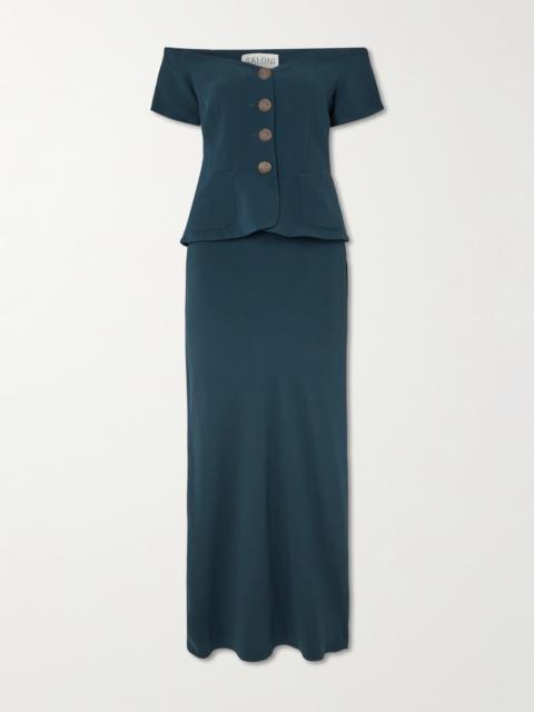 Clementine Off-the-shoulder Embellished Cady Midi Dress