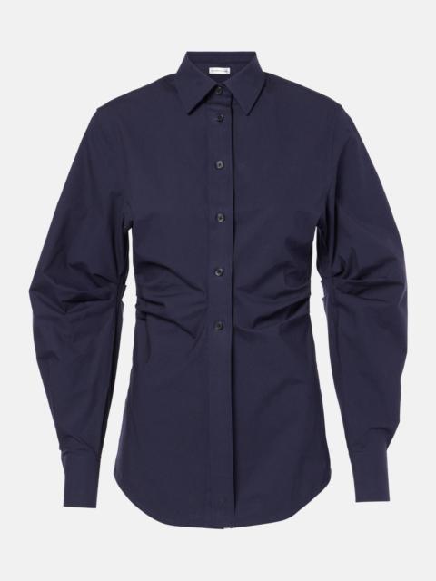 Gathered cotton-blend shirt
