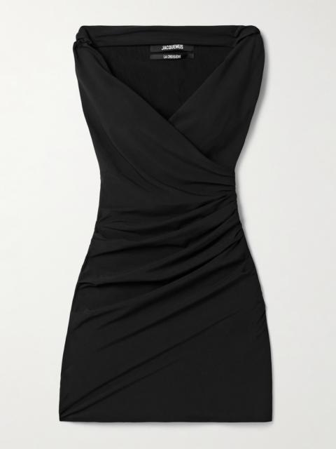 Rita Draped Gathered Crepe De Chine Mini Dress