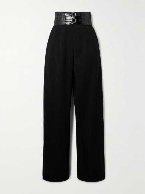 Archetypes Belted Wool-blend Gabardine Wide-leg Pants