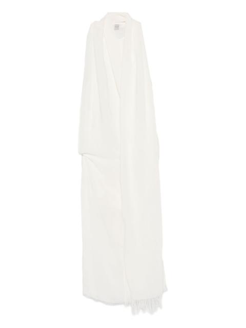 frayed-edge draped dress