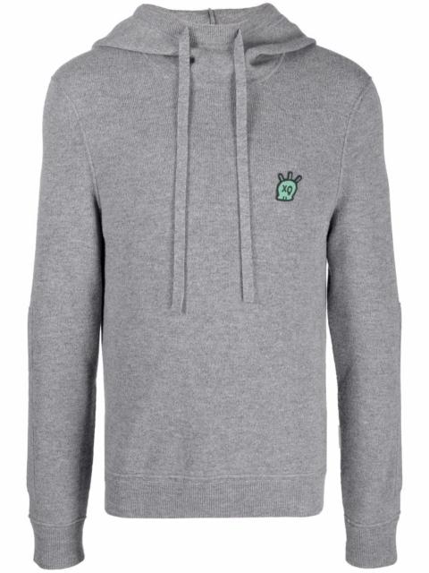 logo-plaque merino hoodie