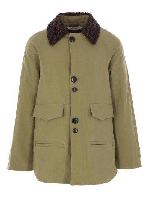 embroidered-collar canvas jacket