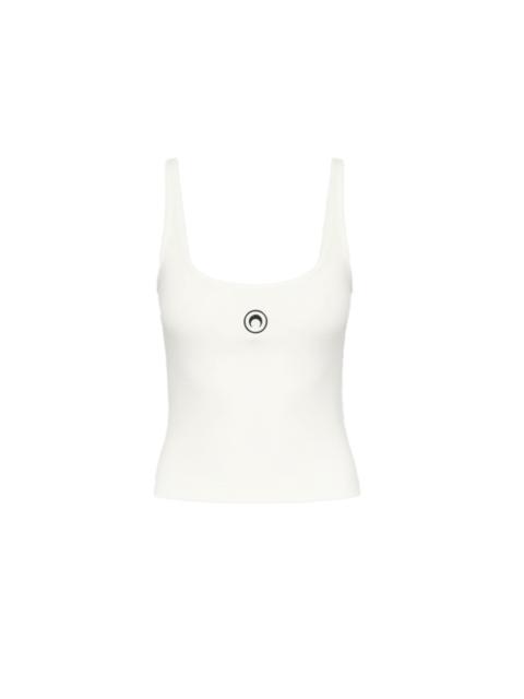 MOON LOGO RIBBED JERSEY CROPPED TANK TOP