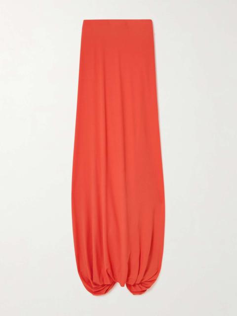 Eula strapless gathered stretch-jersey maxi dress