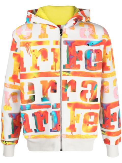 logo-print zip-up hoodie