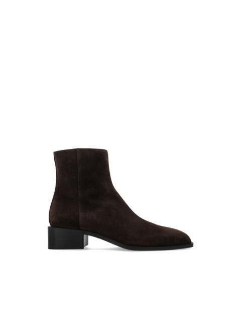 square toe zipped boots