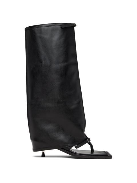 Black Kaia Stiletto Heel Tall Sandals