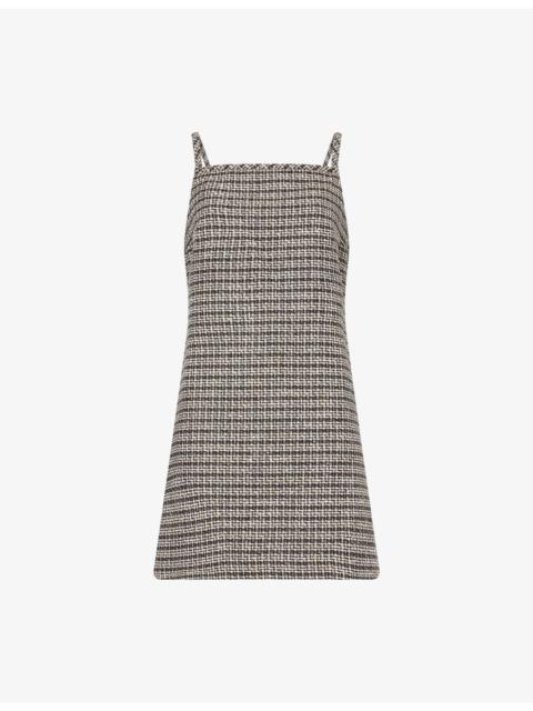 Square-Neck Tweed Cotton-Blend Mini Dress