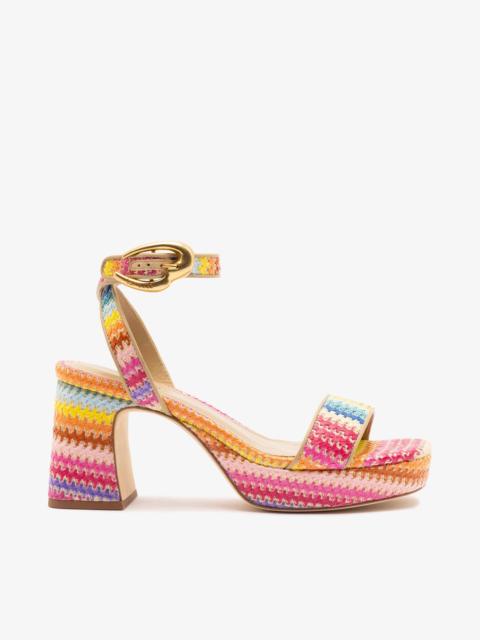 Dolly Verona Low Sandal In Rainbow Raffia and Neutral Leather