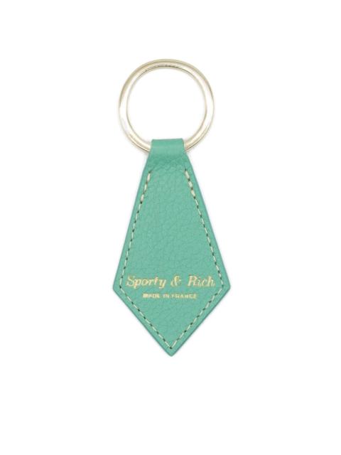logo-print leather keychain