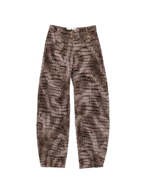 crocodile-effect jeans