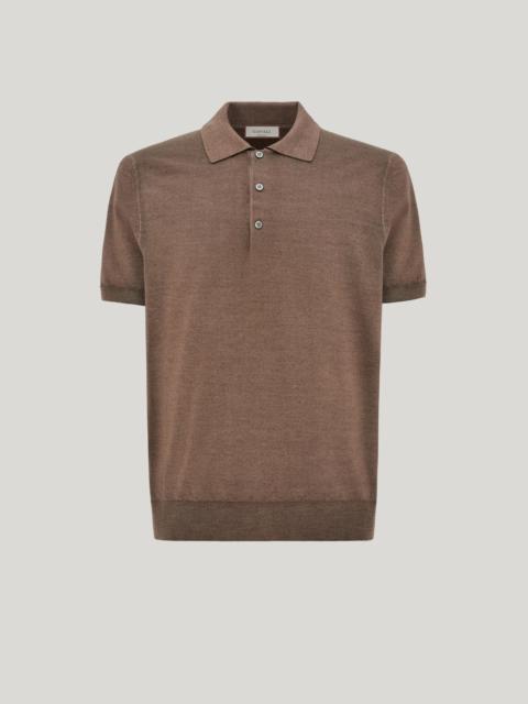 TAUPE WOOL AND SILK SHORT-SLEEVED T-SHIRT