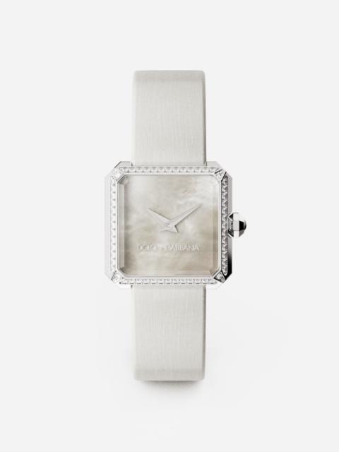 Sofia steel watch with colorless diamonds