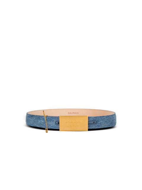 Denim belt with safety pin