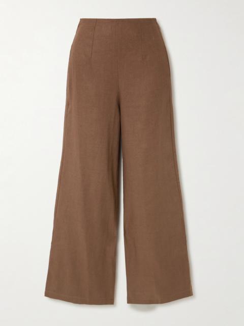 Syna Cropped Linen Wide-leg Pants