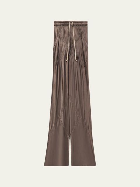 Drawstring Bias Satin Wide-Leg Pants