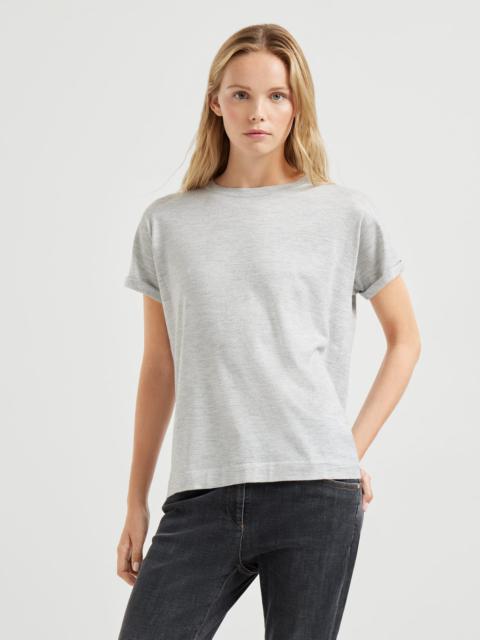 Sparkling cashmere and silk lightweight knit T-shirt