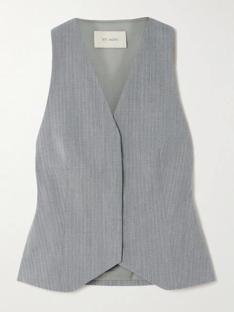 Pinstriped Wool-blend Twill Vest